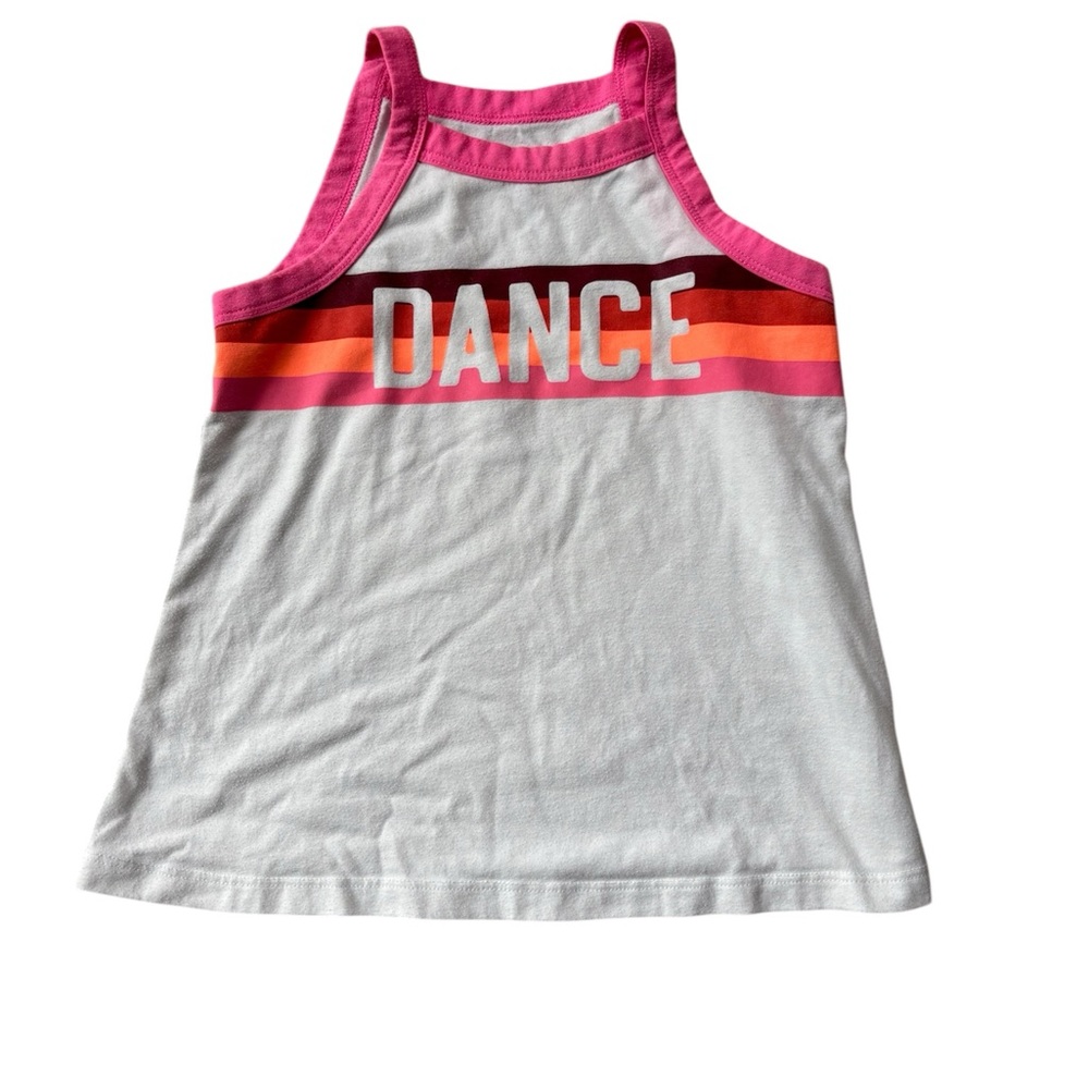 Justice Pink and White Racerback Dance Tank Top
